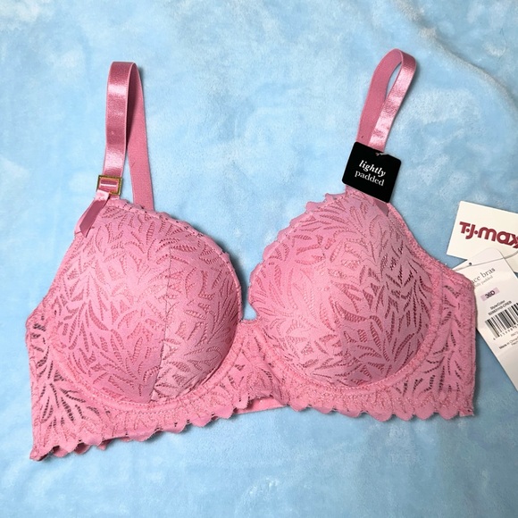 NWT Rene Rofe Wired Push-Up pink lace Bra Intimates Collection Size 36D - Picture 3 of 7